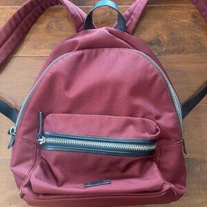 Uri Minkoff "Paul" backpack, dark red nylon, leather trim UVGC